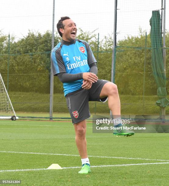Santi Cazorla of Arsenal during a training session at London Colney on May 12, 2018 in St Albans, England.