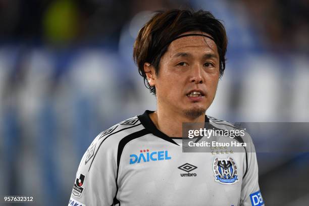 Yasuhito Endo of Gamba Osaka looks on after the J.League J1 match between Yokohama F.Marinos and Gamba Osaka at Nissan Stadium on May 12, 2018 in...