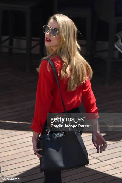 Amber Heard is seen at Hotel Martinez during the 71st annual Cannes Film Festival at on May 12, 2018 in Cannes, France.