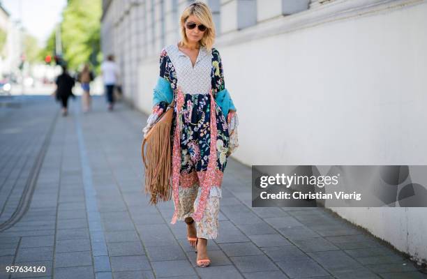 Gitta Banko wearing a long Boho dress by Perseverance London, turquoise turn-over half-sleeve scarf by Blondwalk 4 a cuckoo moment, multi-colored...