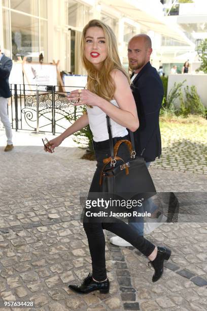 Amber Heard is seen at Hotel Martinez during the 71st annual Cannes Film Festival at on May 12, 2018 in Cannes, France.
