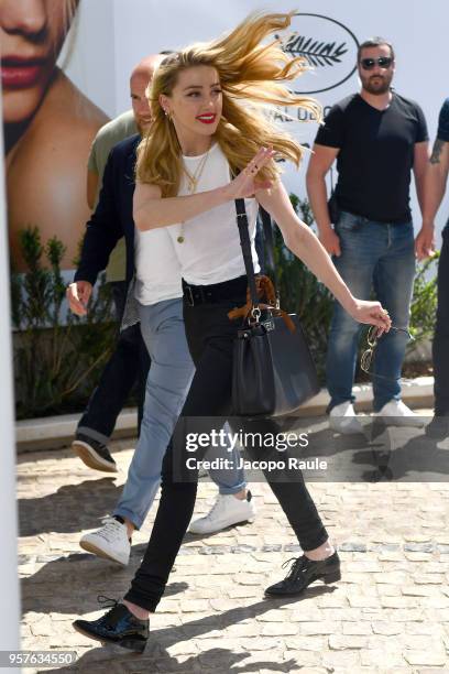 Amber Heard is seen at Hotel Martinez during the 71st annual Cannes Film Festival at on May 12, 2018 in Cannes, France.