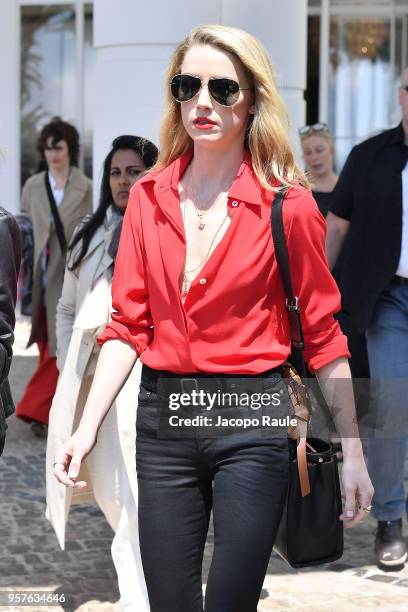 Amber Heard is seen at Hotel Martinez during the 71st annual Cannes Film Festival at on May 12, 2018 in Cannes, France.