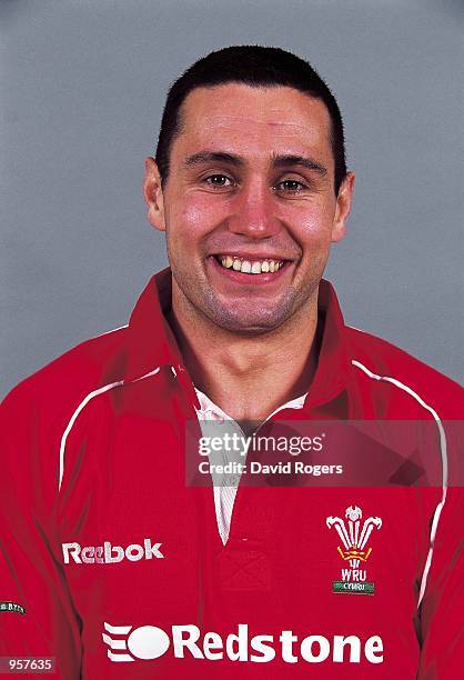 Portrait of Stephen Jones of Wales during the Wales Rugby Union squad 2001/02 photoshoot held in Cardiff, Wales. \ Mandatory Credit: Dave Rogers...