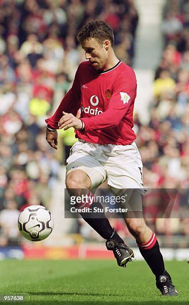 Ronny Johnsen of Manchester United controls the ball during the FA Carling Premiership match against Derby County played at Old Trafford, in...