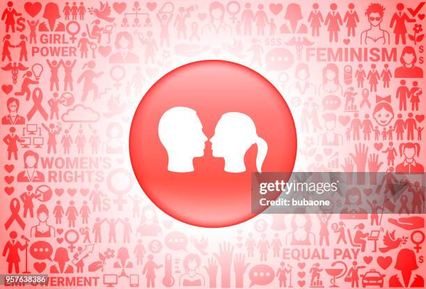 couple girl power women's rights background - ribbon in mouth stock illustrations