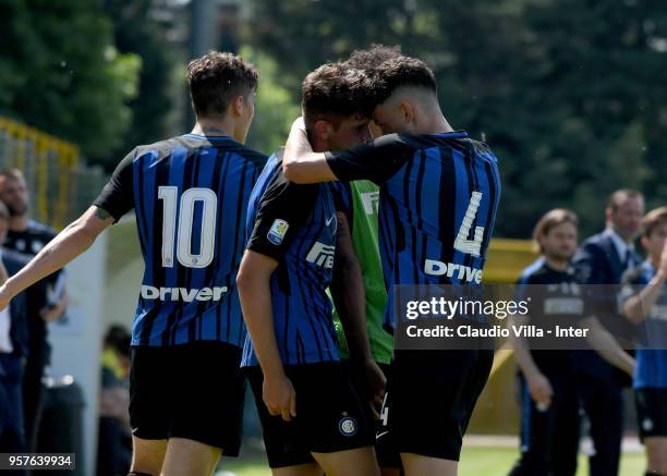 Andrea Adorante of FC Internazionale celebrates after scoring the second goal during the Primavera Serie A match between FC Internazionale U19 and...