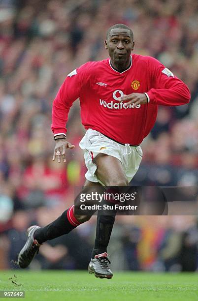 Andy Cole of Manchester United in action during the FA Carling Premiership match against Derby County played at Old Trafford, in Manchester, England....