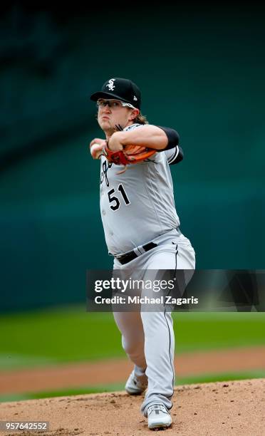 Carson Fulmer of the Chicago White Sox pitches during the game against the Oakland Athletics at the Oakland Alameda Coliseum on April 18, 2018 in...