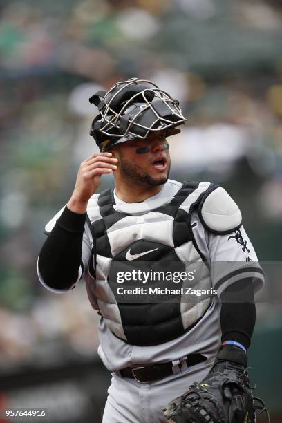 Welington Castillo of the Chicago White Sox stands on the field during the game against the Oakland Athletics at the Oakland Alameda Coliseum on...