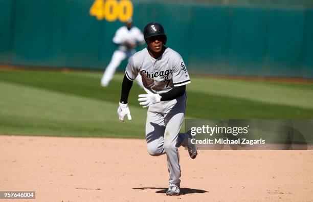 Tim Anderson of the Chicago White Sox runs the bases during the game against the Oakland Athletics at the Oakland Alameda Coliseum on April 18, 2018...