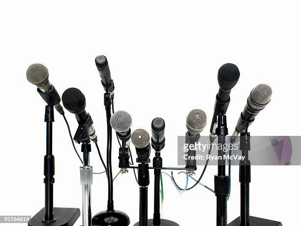 microphones on white - 数個の物 ストックフォトと画像