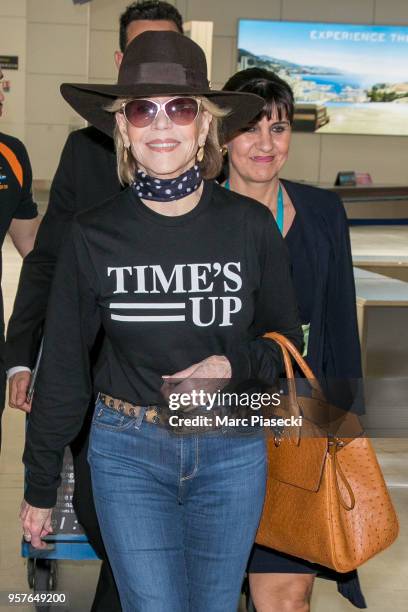 Actress Jane Fonda is seen during the 71st annual Cannes Film Festival at Nice Airport on May 12, 2018 in Nice, France.