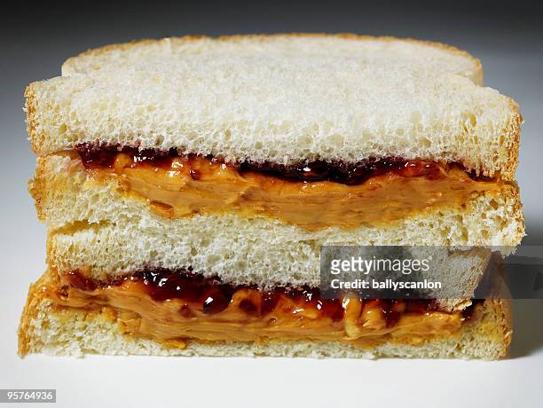 peanut butter and jelly sandwich. - beurre de cacahuètes photos et images de collection