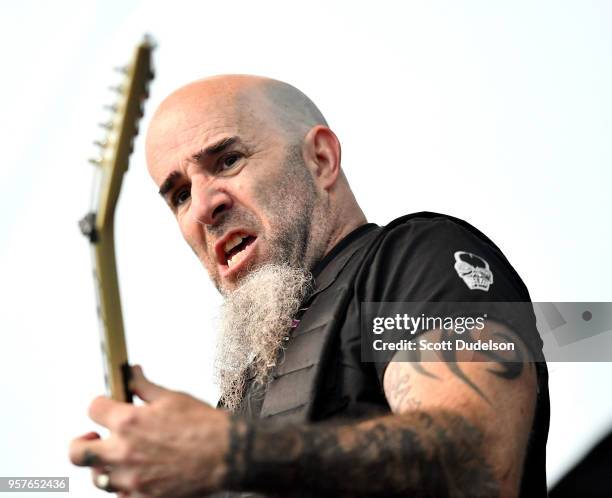 Guitarist Scott Ian the band Anthrax performs onstage at FivePoint Amphitheatre on May 11, 2018 in Irvine, California.