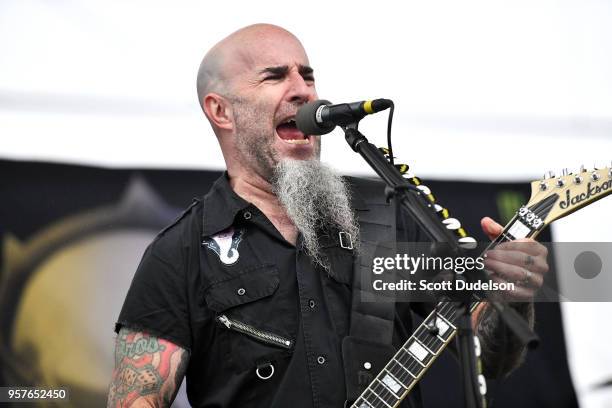 Guitarist Scott Ian the band Anthrax performs onstage at FivePoint Amphitheatre on May 11, 2018 in Irvine, California.