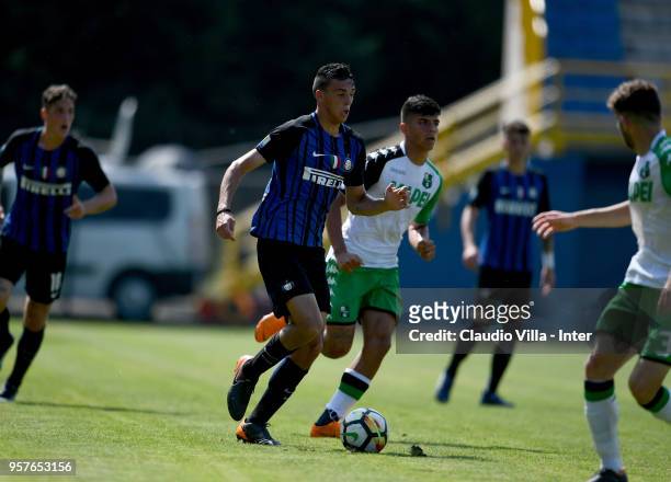 Gabriele Zappa of FC Internazionale in action during the Primavera Serie A match between FC Internazionale U19 and Sassuolo U19 at Stadio Breda on...