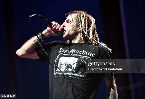 Singer Randy Blythe of the band Lamb of God performs onstage at FivePoint Amphitheatre on May 11, 2018 in Irvine, California.