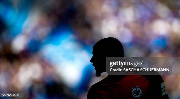 Frankfurt's Dutch defender Jetro Willems reacts during the German first division Bundesliga football match FC Schalke 04 vs Eintracht Frankfurt in...