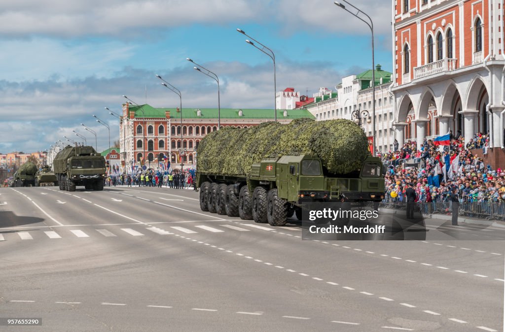 Missile Systems in Traditional Military Parade in WWII Victory Day, Yoshkar-Ola