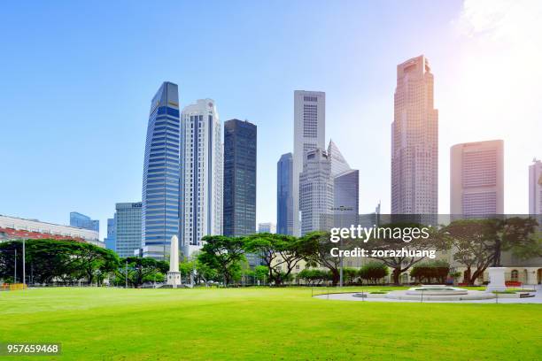 financial district skyscrapers, singapore - singapore sky view stock pictures, royalty-free photos & images