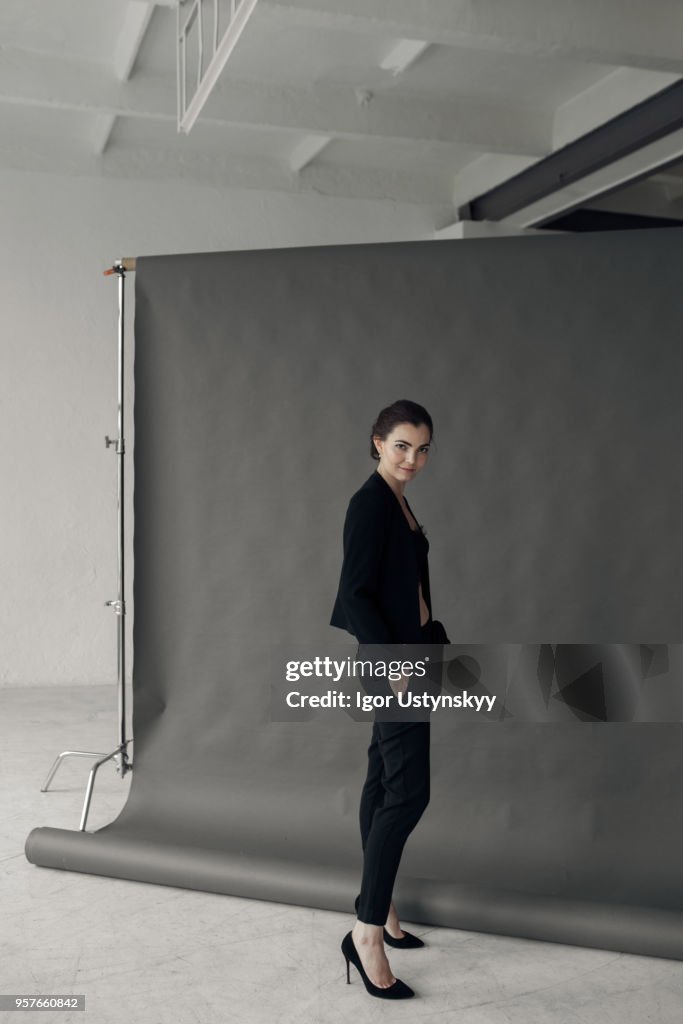 Beautiful woman posing in studio