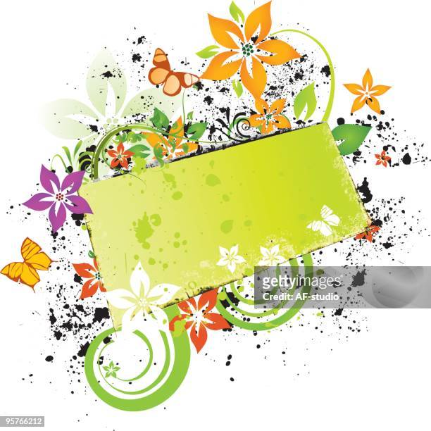 energie grunge floral banner - af studio stock-grafiken, -clipart, -cartoons und -symbole