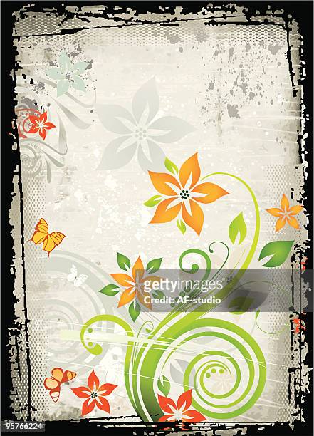 grunge background with flower - af studio stock illustrations