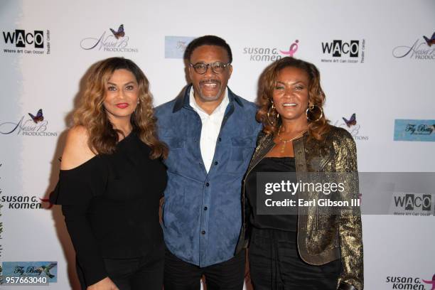 Tina Knowles, Greg Mathis and wife Linda Reese attend WACO Theater Center Presents "Letters From Zora"-Opening Night at WACO Theater Center on May...