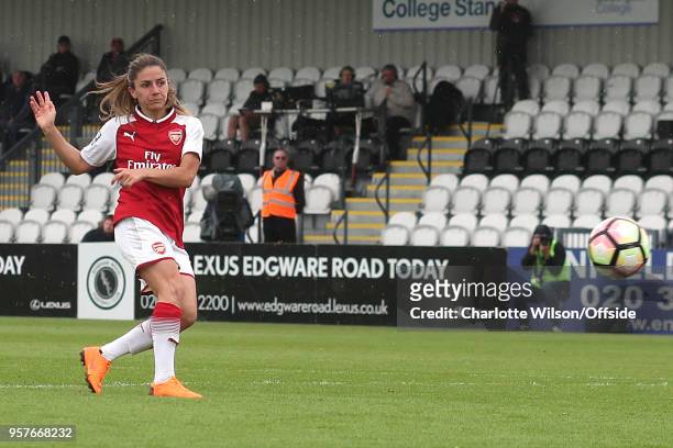Danielle Van De Donk of Arsenal scores their 1st goal during the Womens Super League match between Arsenal Ladies and Manchester City Women at Meadow...