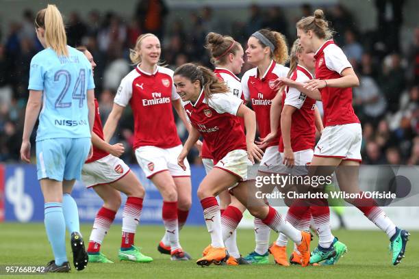 Danielle Van De Donk of Arsenal celebrates scoring their 1st goal during the Womens Super League match between Arsenal Ladies and Manchester City...