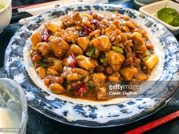 szechwan cuisine, kung pao chicken (gong bao, kung po) - kung pao stock pictures, royalty-free photos & images