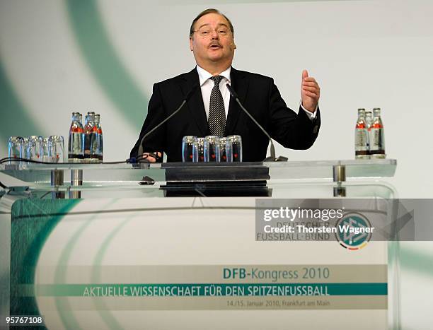 Director Institute of Sports, Media and Communication of Technical University of Munich Josef Hackforth speaks during the Science Congress of German...