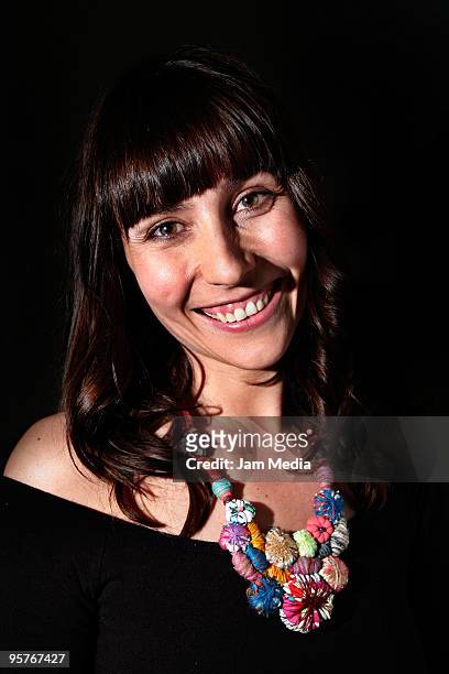 Actress Fabiana Perzabal poses during a photo session after the press conference of the new Tv series named 'Bienes Raices' presebtation at IPN...