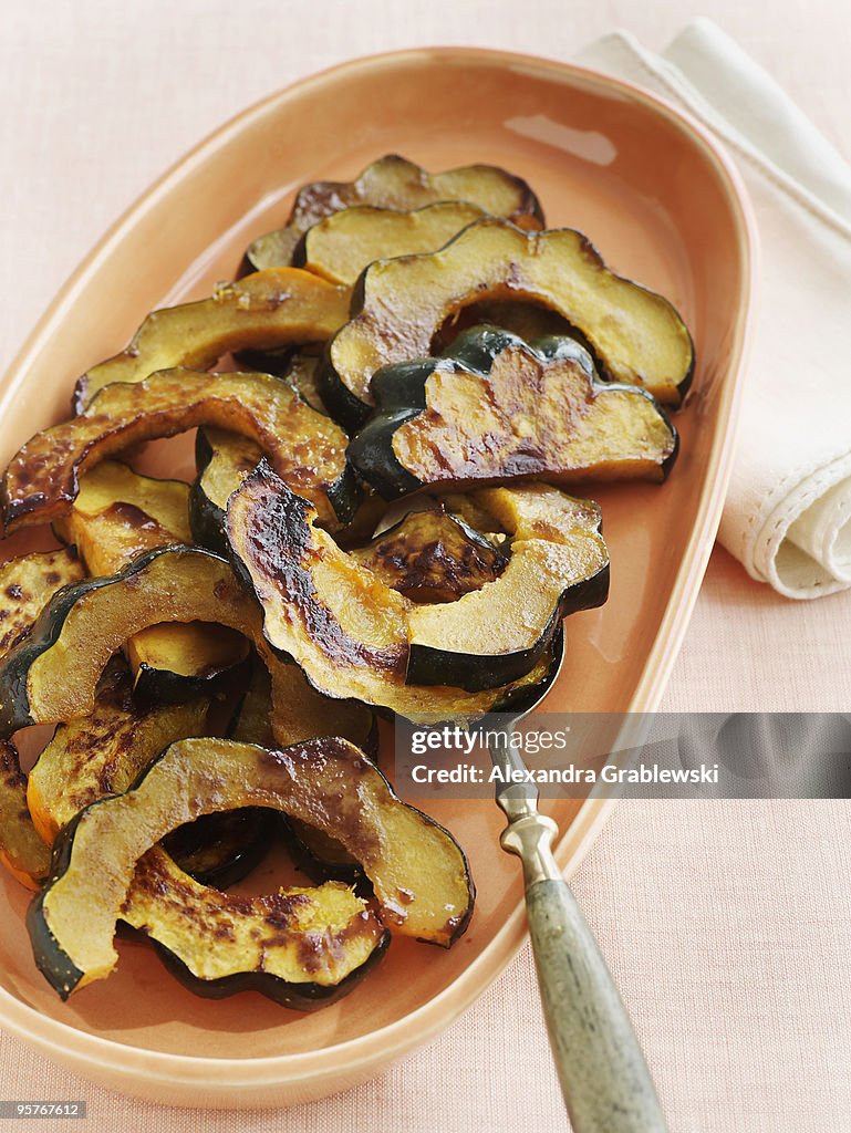 Roasted Acorn Squash rings with Maple Syrup