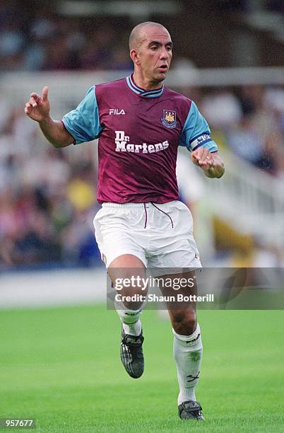 Paolo Di Canio of West Ham United in action during the Pre-season friendly match against Peterborough United played at London Road in Peterborough,...