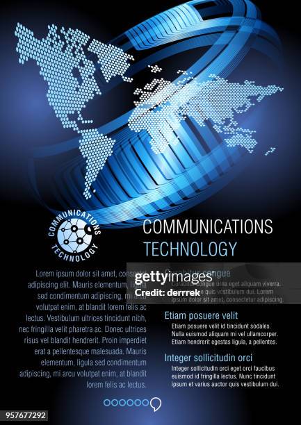 leaflet design example. global communications. - lorem ipsum stock illustrations