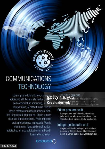 leaflet design example. global communications. - lorem ipsum stock illustrations