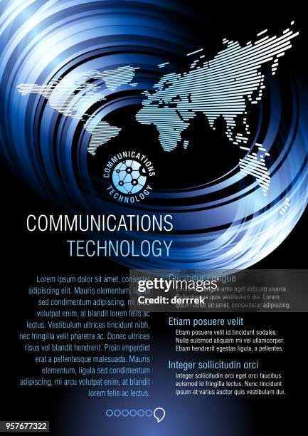 leaflet design example. global communications. - lorem ipsum stock illustrations
