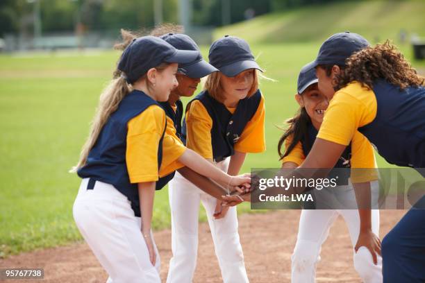 little league pep talk - girl baseball cap stock pictures, royalty-free photos & images