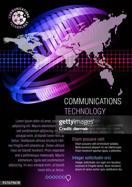 leaflet design example. global communications. - lorem ipsum stock illustrations
