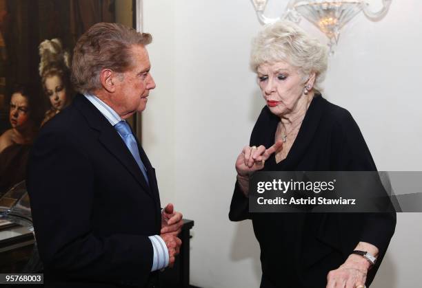 Regis Philbin and actress Elaine Stritch pose for photos after a performance of "At Home At The Carlyle: Elaine Stritch Singin' Sondheim... One Song...