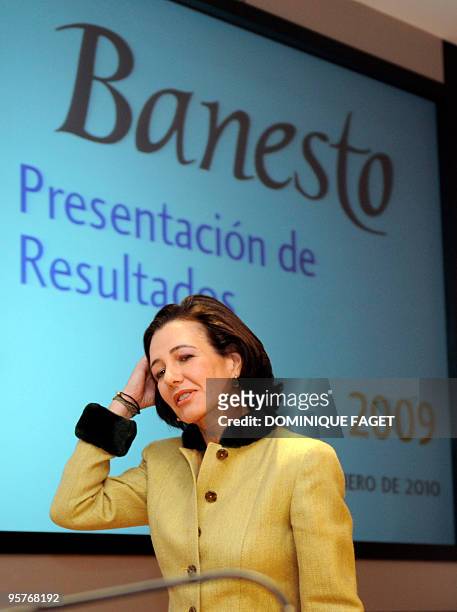 President of the Spanish bank Banesto Ana Botin arrives for the presentation of the 2009 results in Madrid on January 14, 2009. Spanish bank Banesto...