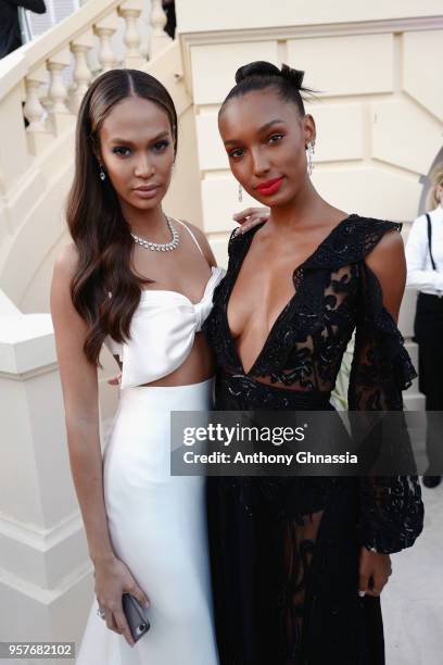 Jasmine Tookes and Joan Smalls attend Chopard Secret Night during the 71st annual Cannes Film Festival at Chateau de la Croix des Gardes on May 11,...