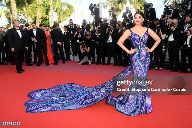 Aishwarya Rai attends the screening of "Girls Of The Sun " during the 71st annual Cannes Film Festival at Palais des Festivals on May 12, 2018 in...