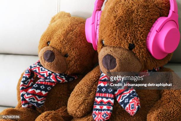 headphones,headphones nad teddy bear,headphone,pink headphones,earphone - dog dj stock pictures, royalty-free photos & images