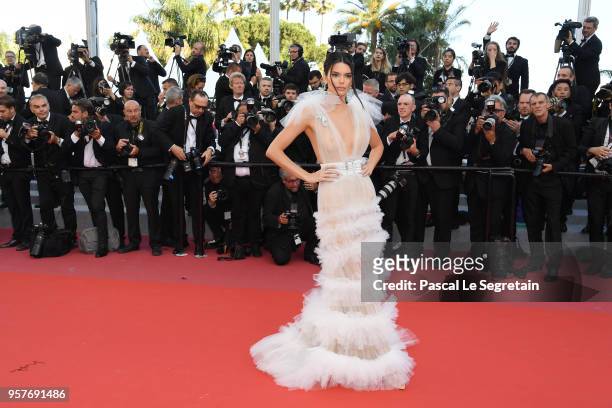 Kendall Jenner attends the screening of "Girls Of The Sun " during the 71st annual Cannes Film Festival at Palais des Festivals on May 12, 2018 in...