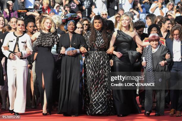 Actress and member of the Feature Film Jury Kristen Stewart, French actress and member of the Feature Film Jury Lea Seydoux, Burundian singer and...