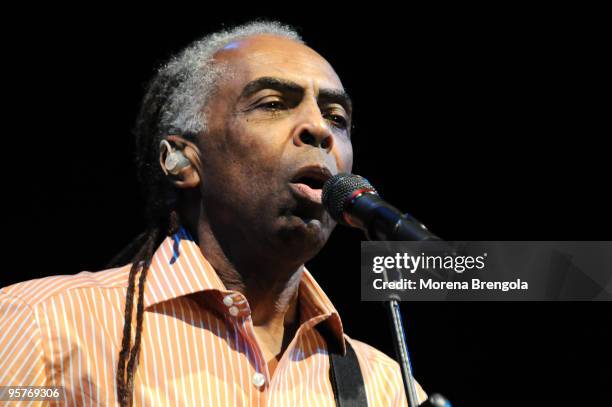 Gilberto Gil performs at Latino Americando festival on July 01, 2009 in Milan, Italy.