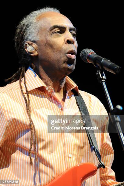 Gilberto Gil performs at Latino Americando festival on July 01, 2009 in Milan, Italy.
